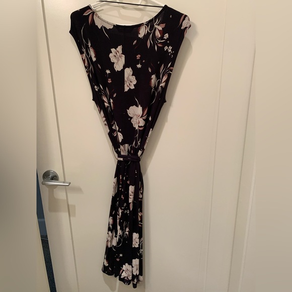 Part Two Black Floral Print Dress with Tie Waist - Picture 2 of 5